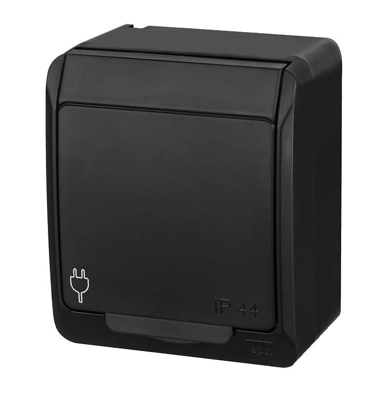 Kontaktligzda Elektro-Plast Hermes 0324-09, Iezemēta rozete, IP44, melna