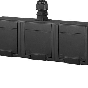Trīskāršā kontaktligzda Elektro-Plast Aquant 5046-67, Iezemēta rozete, IP65, antracīta