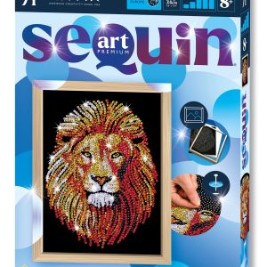 KITFIX Amatniecības komplekts Sequin Art Blue Premium spīdumiņu māksla, Lauva