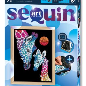 KITFIX Amatniecības komplekts Sequin Art Blue Premium spīdumiņu māksla, Žirafe ar mazuli