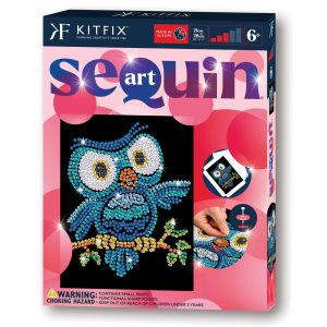 KITFIX Amatniecības komplekts Sequin Art Red spīdumiņu māksla, Pūce Ozzijs