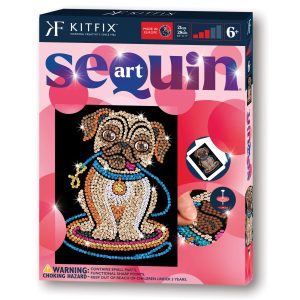 KITFIX Amatniecības komplekts Sequin Art Red spīdumiņu māksla, Mopsīte Lilija