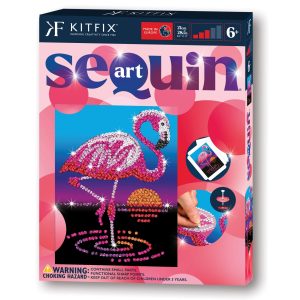 KITFIX Amatniecības komplekts Sequin Art Red spīdumiņu māksla, Flamingo Frenkijs