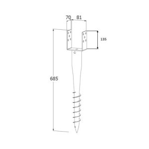 Staba uzgalis U, 685 cm, cinks