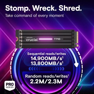 SSD-CRUCIAL-T710-1TB-M.2-PCIe Gen5-NVMe-Write speed 13700 MBytes/sec-Read speed 14900 MBytes/sec-TBW 600 TB-CT1000T710SSD5