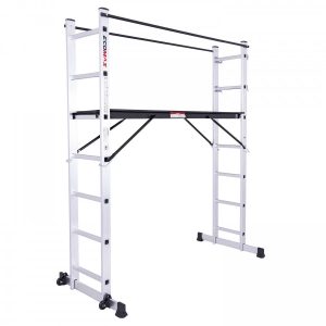 EMX Working Platform, 2 in 1 ,wheels, 2x7, 2 Safety Rails, Ecomax