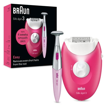 Epilators Braun Silk•épil 3 SE3-202, balta/rozā