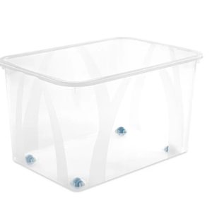 Uzglabāšanas kaste ar riteņiem, pārtikai/rīki/paredzēts uzglabāšanai Rotho Lona 1047200096, 50 l, caurspīdīga krās., 57.1 x 39.2