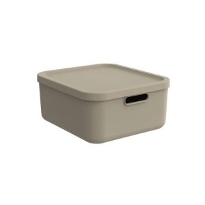 Uzglabāšanas kaste ar vāku Rotho Albula, 20 l, bēša, 39.5 x 35.5 x 17.7 cm