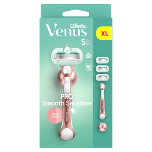 Gillette Venus Pro Smooth Sensitive Skuveklis, 3 Skuvekļa Kasetnes