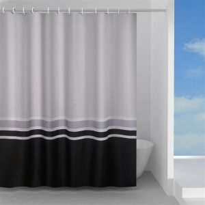 Dušas aizkars Gedy Elegance TTE13161830, balta krās./melna krās./pelēka krās., 200 cm x 180 cm