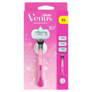 Gillette Venus Party Edition Skuveklis, 3 Skuvekļa Kasetnes, Sienas Stiprinājums
