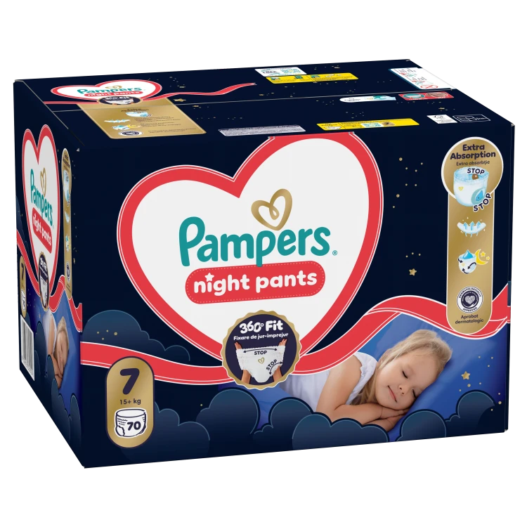 Pampers Night Pants Autiņbiksītes, 7. Izmērs, 70 gab