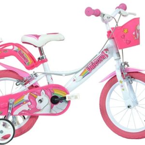 Bērnu velosipēds Dino Bikes Unicorn 144R-UN, balta krās./rozā krās., 9.5", 14"