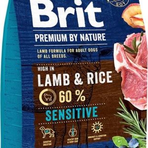 Sausā suņu barība Brit Premium By Nature Sensitive, jēra gaļa/rīsi, 3 kg