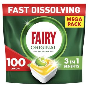 Trauku mazgājamās mašīnas kapsulas Fairy All in One Lemon, 100 gab.
