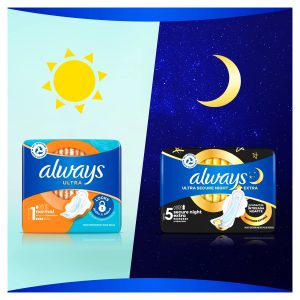 Always Ultra Size 3 Higiēniskās Paketes Ar Spārniņiem, Day & Night, 40 gab