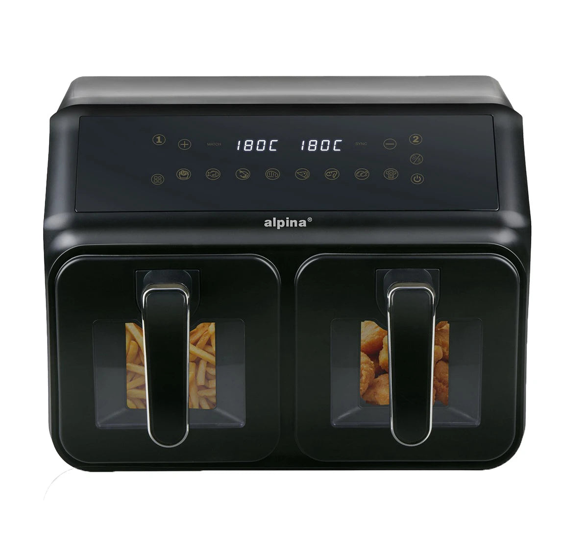 Aerogrils Alpina DUO, melna, 2200 W, 8 l