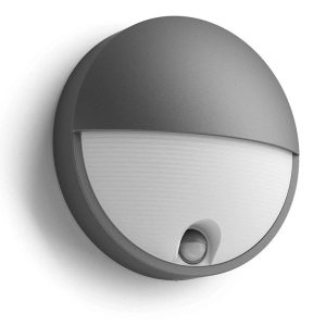 Āra sienas lampa Philips Capricorn, 6W, LED, IP44, pelēka krās., 7.8 cm x 21.4 cm