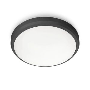 Āra griestu lampa Philips Doris, 6W, LED, IP54, melna krās., 22 cm x 7 cm