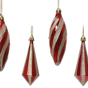 Eglītes rotājums Decoris 028106. zelta/sarkana. plastmasa