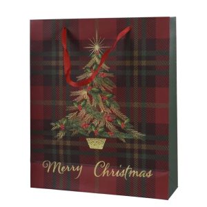 Dāvanu maisiņš Decoris Tree. 8 cm x 24 cm x 18 cm. zaļa