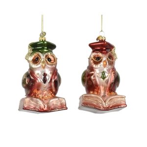 Eglītes rotājums Decoris Owl. daudzkrāsaina. stikls