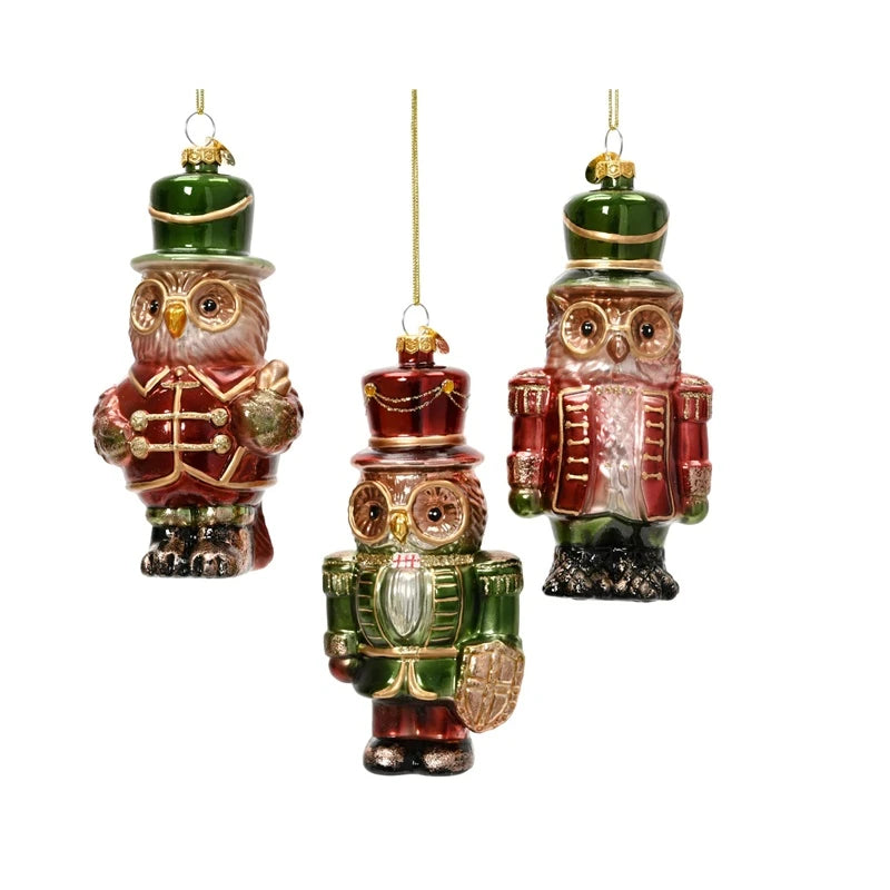 Eglītes rotājums Decoris Owl. daudzkrāsaina. stikls