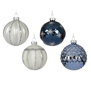 Eglītes rotājums Decoris Shiny. zila/balta