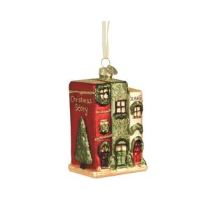 Eglītes rotājums Decoris Books. daudzkrāsaina. stikls