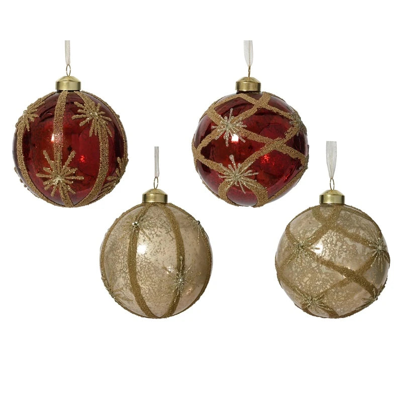 Eglītes rotājums Decoris Beads. zelta/sarkana. 10 cm