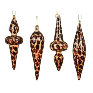 Eglītes rotājums Decoris Leopard. brūna. stikls