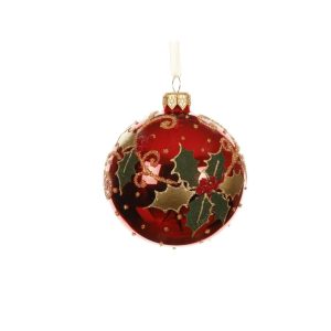 Eglītes rotājums Decoris Holly. sarkana. stikls