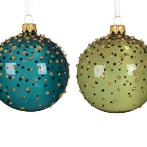 Eglītes rotājums Decoris Dots. caurspīdīga/zila/zaļa. stikls