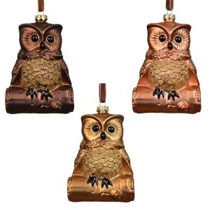 Eglītes rotājums Decoris Owl. brūna. 10 cm
