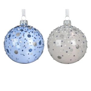 Eglītes rotājums Decoris Dots. caurspīdīga/zila. stikls