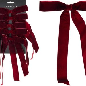Eglītes rotājums Bow. bordo. poliesters. 5 gab.