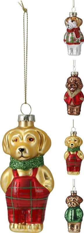Eglītes rotājums Dog. daudzkrāsaina. stikls