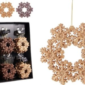 Eglītes rotājums Snowflake. brūna/zelta