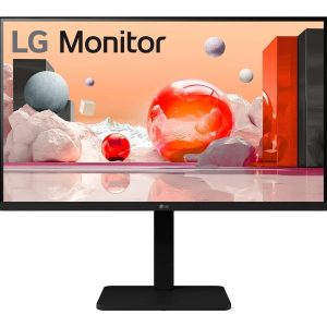 LCD Monitor-LG-27"-Panel IPS-1920x1080-16:9-100Hz-Matte-Speakers-Swivel-Pivot-Height adjustable-Tilt-Colour Black-27BA550-B