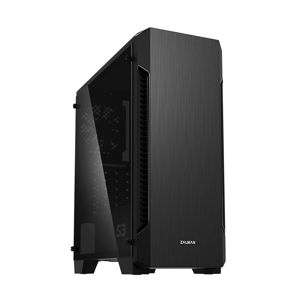 Zalman S3 TG, ATX Mid Tower PC Case, 3 x 120mm Fans, Black