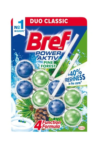 WC atsvaidzinātājs-tīrītājs BREF POWER AKTIV PINE, 2×50 g
