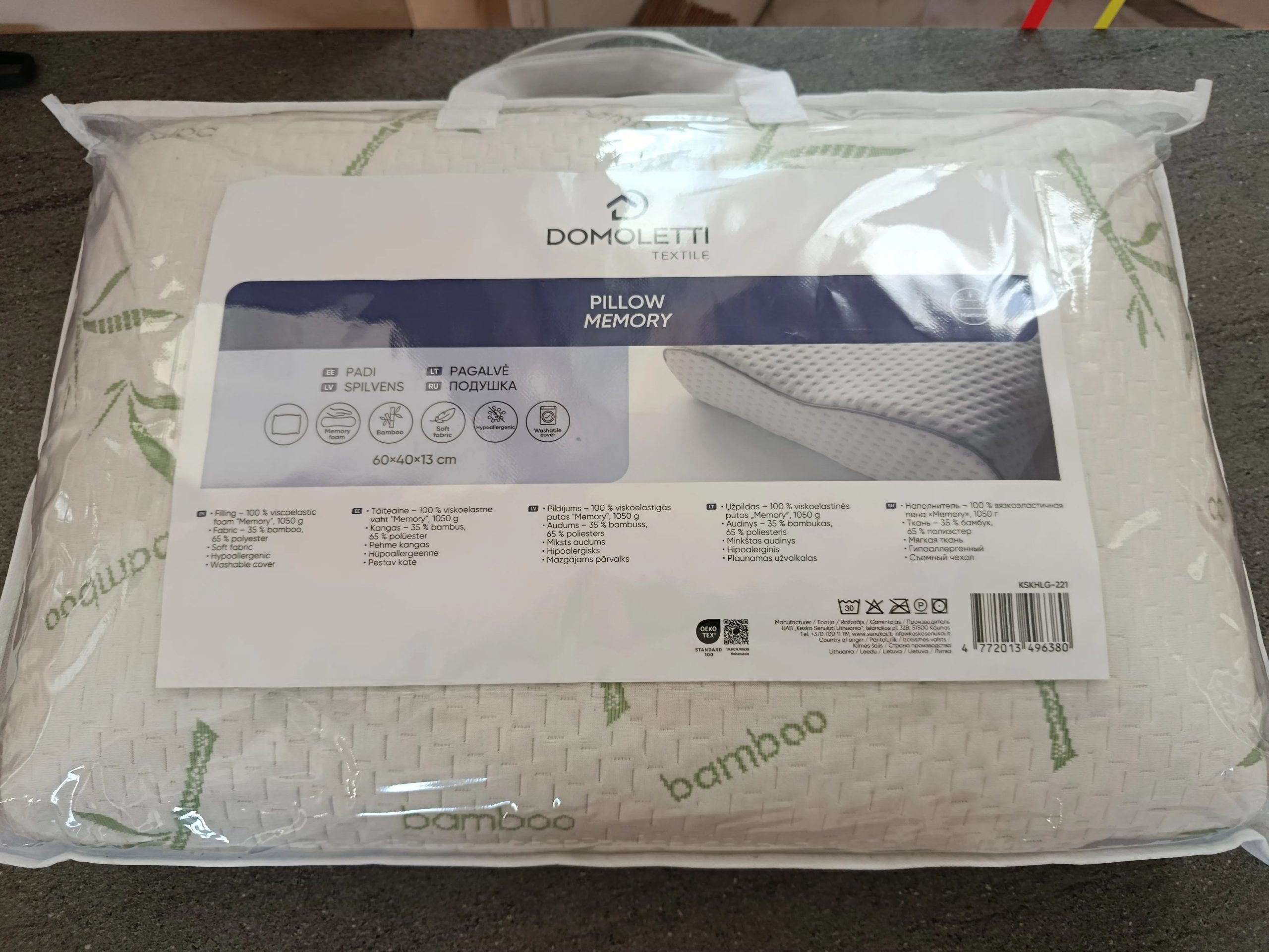 Nocenota prece - Domoletti memory foam spilvens 60x40x13cm